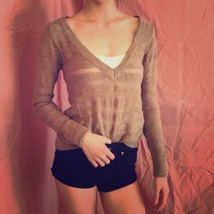 5/$25 BB Dakota Beige/Gray Stripped Sweater Xs